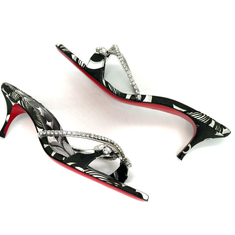 Christian Louboutin IZA QUEEN 55 Jewel Crystal Strap Mule Sandals Heels - Picture 12 of 15